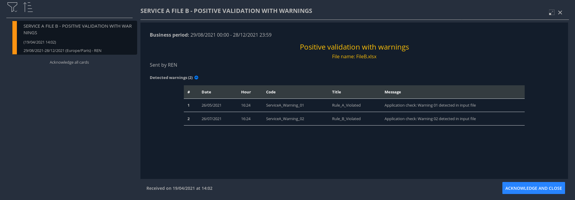 Positive validation with warnings